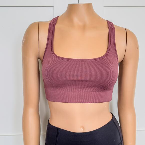 Athleta, Aurora Scoop Crossback Ribbed Women’s Small Sports Bra A-C, Tawny Rose - Picture 3 of 7